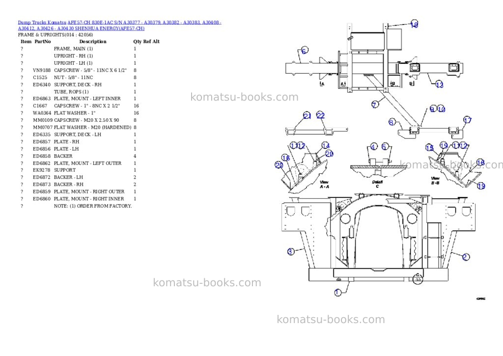 Komatsu afe57-ch 830e-1ac s/n a30377 - a30379, a30382 - a30383, a30408 - a30412, a30426 - a30430 shenhua energy Parts catalog cover Page 7