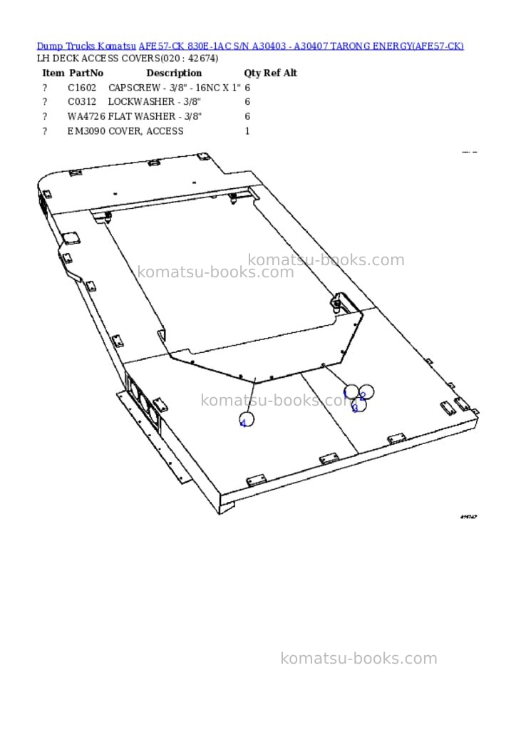 Komatsu afe57-ck 830e-1ac s/n a30403 - a30407 tarong energy Parts catalog cover Page 10