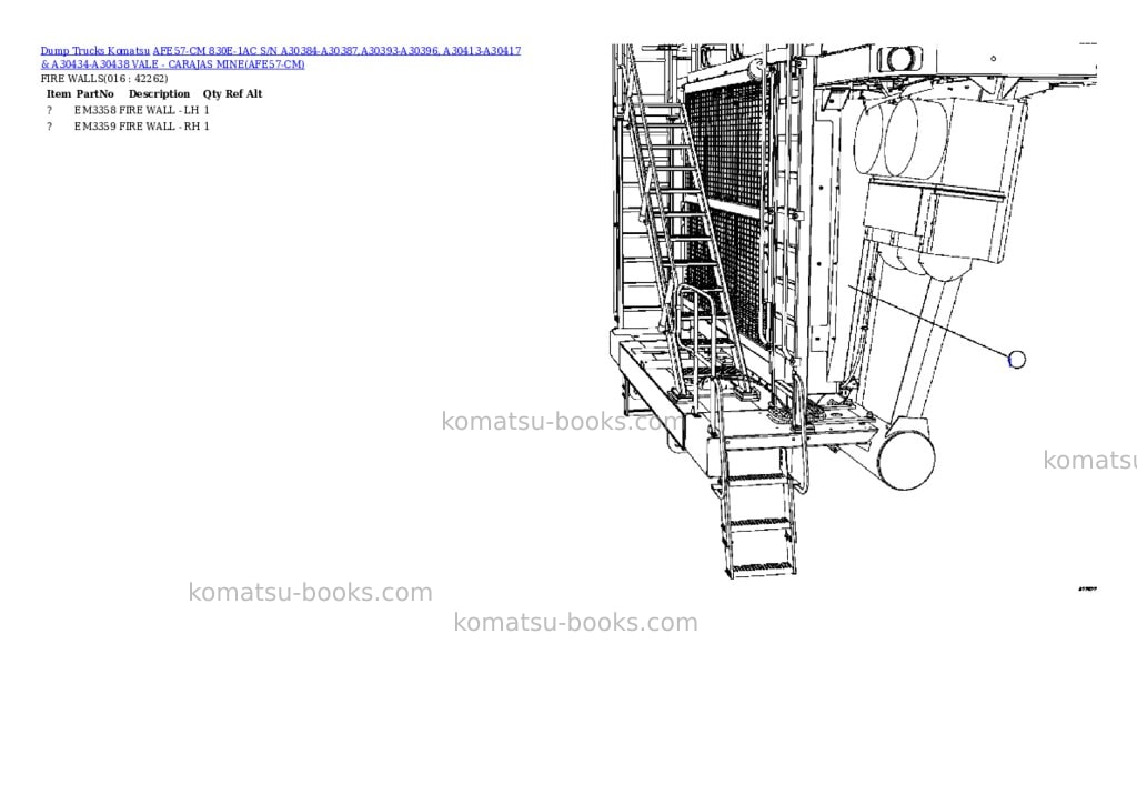 Komatsu afe57-cm 830e-1ac s/n a30384-a30387,a30393-a30396, a30413-a30417 & a30434-a30438 vale - carajas mine Parts catalog cover Page 8