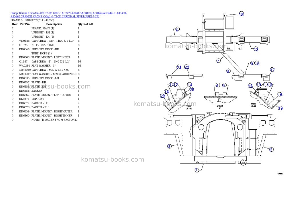 Komatsu afe57-cp 830e-1ac s/n a30418-a30420, a30442-a30444 & a30459-a30460 grande cache coal & teck cardinal river Parts catalog cover Page 7 Komatsu afe57-cp 830e-1ac s/n a30418-a30420, a30442-a30444 & a30459-a30460 grande cache coal & teck cardinal river Parts catalog cover Page 7
