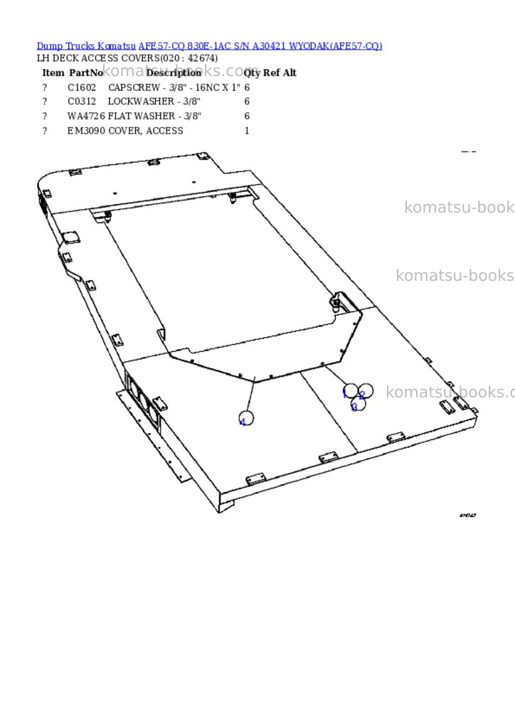 Komatsu afe57-cq 830e-1ac s/n a30421 wyodak Parts catalog cover Page 10