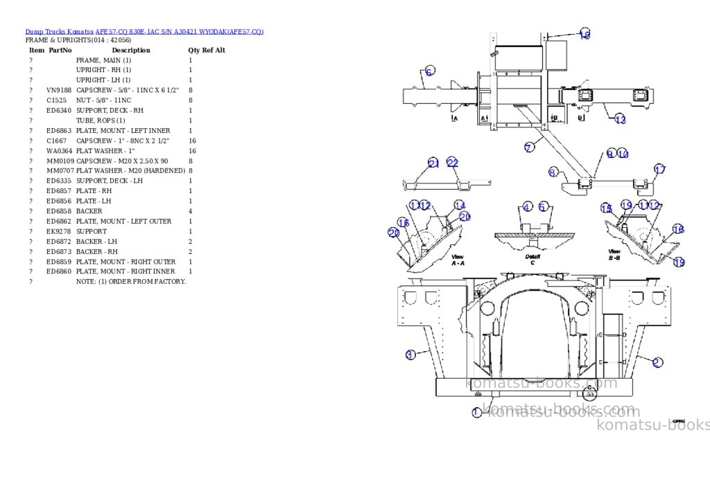 Komatsu afe57-cq 830e-1ac s/n a30421 wyodak Parts catalog cover Page 7
