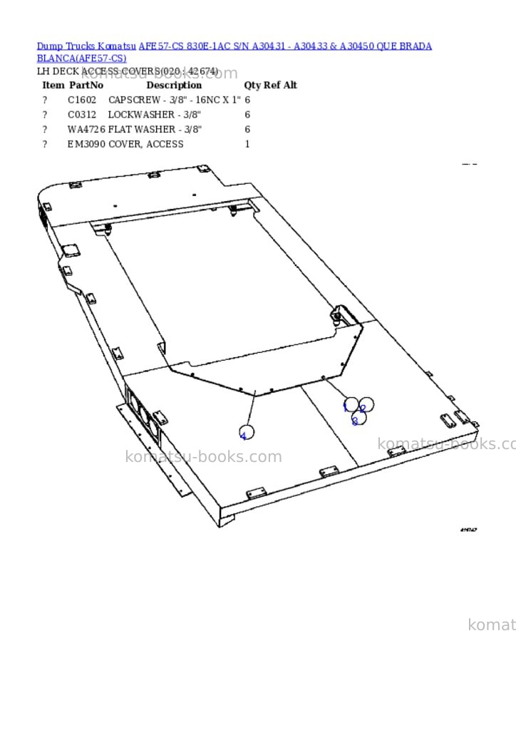 Komatsu afe57-cs 830e-1ac s/n a30431 - a30433 & a30450 que brada blanca Parts catalog cover Page 10