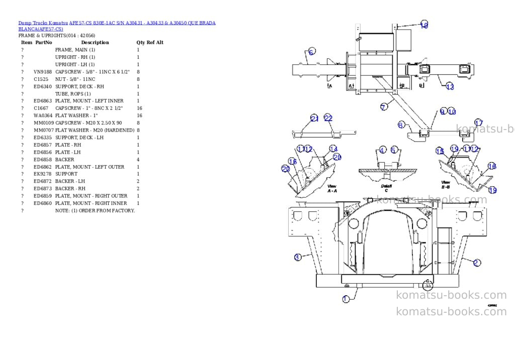 Komatsu afe57-cs 830e-1ac s/n a30431 - a30433 & a30450 que brada blanca Parts catalog cover Page 7