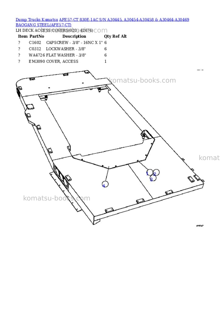 Komatsu afe57-ct 830e-1ac s/n a30445, a30454-a30458 & a30464-a30469 baogang steel Parts catalog cover Page 10 Komatsu afe57-ct 830e-1ac s/n a30445, a30454-a30458 & a30464-a30469 baogang steel Parts catalog cover Page 10