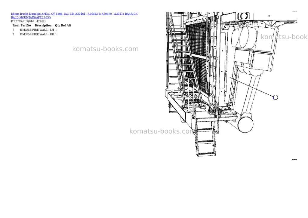 Komatsu afe57-cv 830e-1ac s/n a30461 - a30463 & a30470 - a30472 barrick bald mountain Parts catalog cover Page 5 Komatsu afe57-cv 830e-1ac s/n a30461 - a30463 & a30470 - a30472 barrick bald mountain Parts catalog cover Page 5