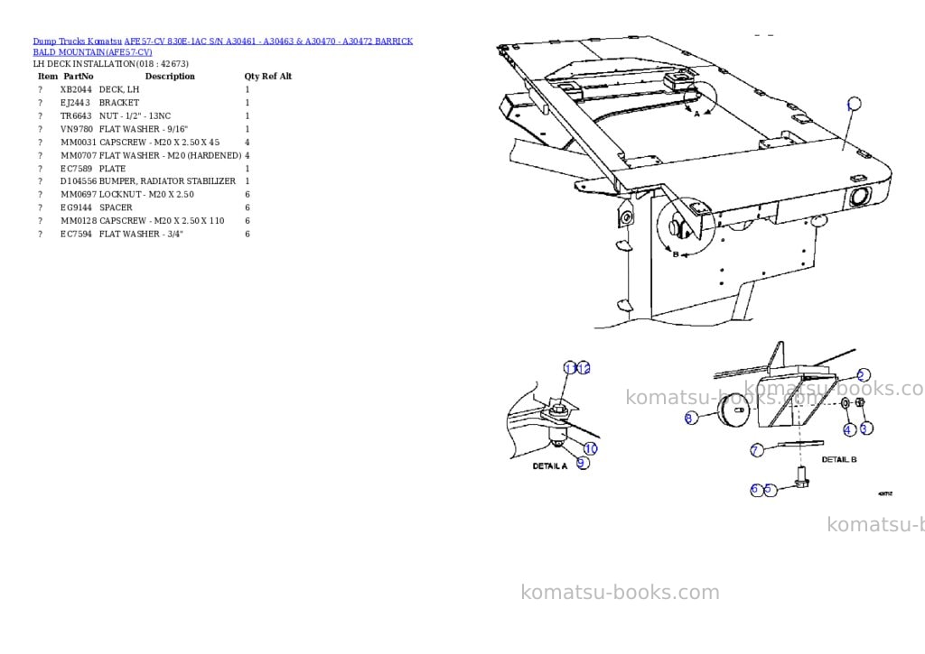 Komatsu afe57-cv 830e-1ac s/n a30461 - a30463 & a30470 - a30472 barrick bald mountain Parts catalog cover Page 6 Komatsu afe57-cv 830e-1ac s/n a30461 - a30463 & a30470 - a30472 barrick bald mountain Parts catalog cover Page 6