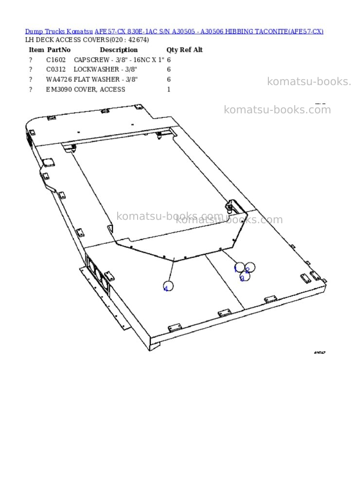 Komatsu afe57-cx 830e-1ac s/n a30505 - a30506 hibbing taconite Parts catalog cover Page 10 Komatsu afe57-cx 830e-1ac s/n a30505 - a30506 hibbing taconite Parts catalog cover Page 10