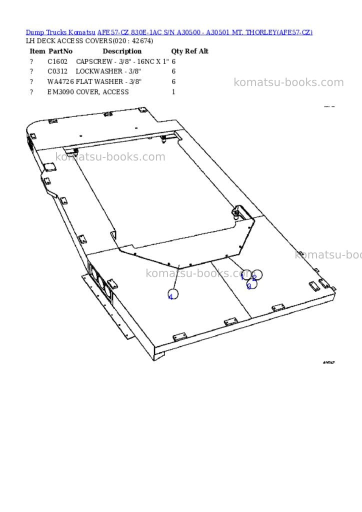 Komatsu afe57-cz 830e-1ac s/n a30500 - a30501 mt. thorley Parts catalog cover Page 10