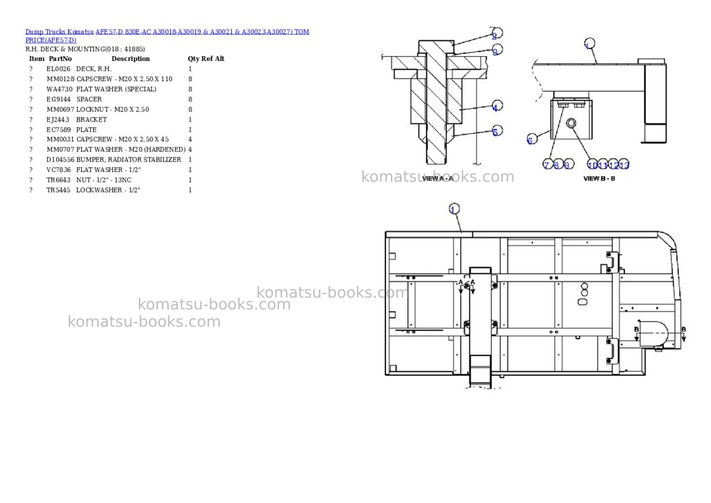 Komatsu afe57-d 830e-ac a30018-a30019 & a30021 & a30023-a30027 tom price Parts catalog cover Page 9 Komatsu afe57-d 830e-ac a30018-a30019 & a30021 & a30023-a30027 tom price Parts catalog cover Page 9