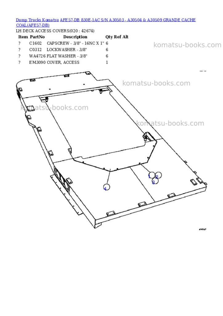 Komatsu afe57-db 830e-1ac s/n a30503 - a30504 & a30509 grande cache coal Parts catalog cover Page 10