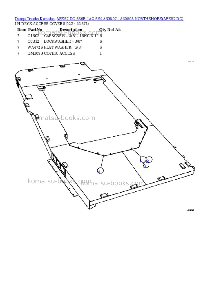 Komatsu afe57-dc 830e-1ac s/n a30507 - a30508 northshore Parts catalog cover Page 10 Komatsu afe57-dc 830e-1ac s/n a30507 - a30508 northshore Parts catalog cover Page 10