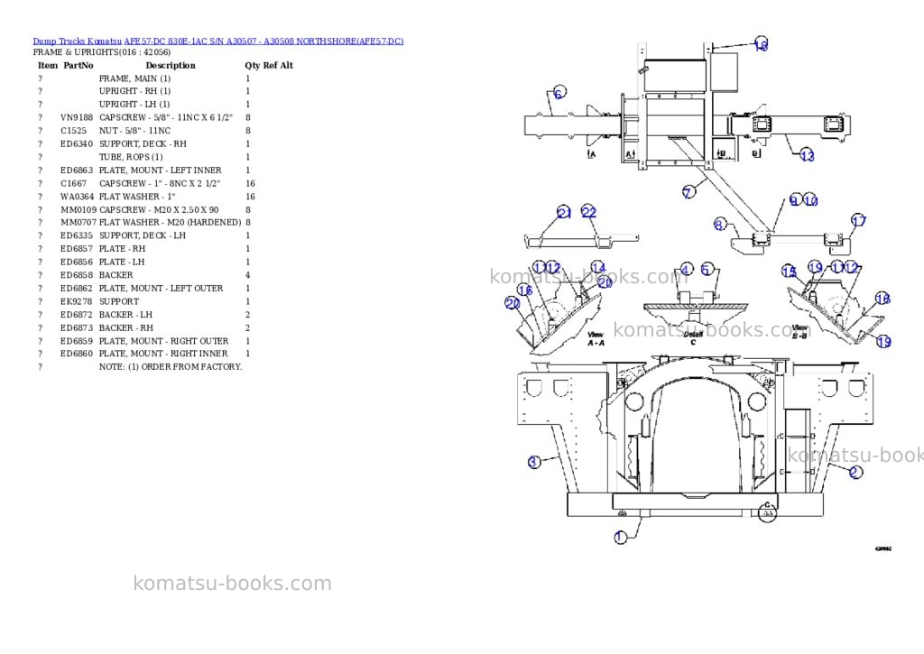 Komatsu afe57-dc 830e-1ac s/n a30507 - a30508 northshore Parts catalog cover Page 7 Komatsu afe57-dc 830e-1ac s/n a30507 - a30508 northshore Parts catalog cover Page 7