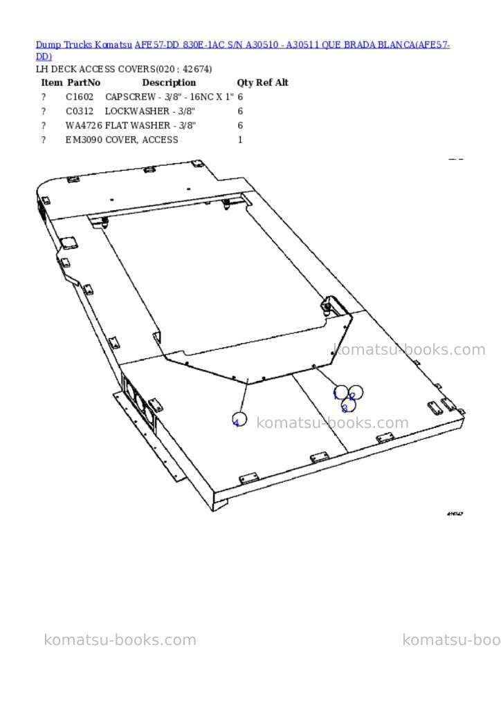 Komatsu afe57-dd 830e-1ac s/n a30510 - a30511 que brada blanca Parts catalog cover Page 10
