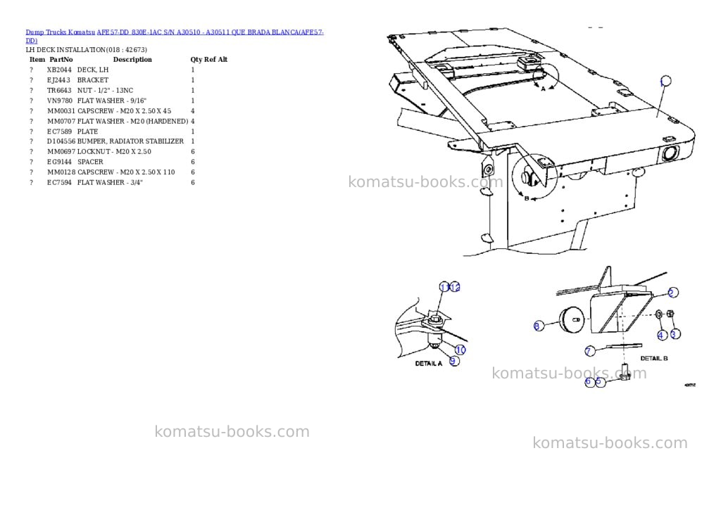 Komatsu afe57-dd 830e-1ac s/n a30510 - a30511 que brada blanca Parts catalog cover Page 9