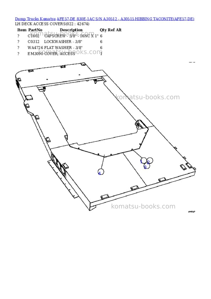 Komatsu afe57-de 830e-1ac s/n a30512 - a30515 hibbing taconite Parts catalog cover Page 10 Komatsu afe57-de 830e-1ac s/n a30512 - a30515 hibbing taconite Parts catalog cover Page 10