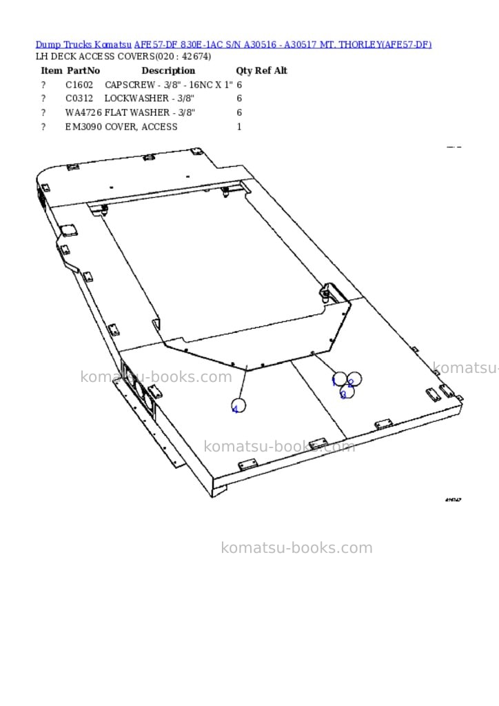 Komatsu afe57-df 830e-1ac s/n a30516 - a30517 mt. thorley Parts catalog cover Page 10 Komatsu afe57-df 830e-1ac s/n a30516 - a30517 mt. thorley Parts catalog cover Page 10