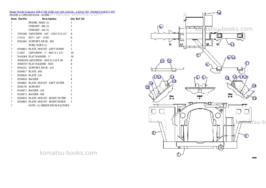 Komatsu afe57-df 830e-1ac s/n a30516 - a30517 mt. thorley Parts catalog cover Page 7 Komatsu afe57-df 830e-1ac s/n a30516 - a30517 mt. thorley Parts catalog cover Page 7