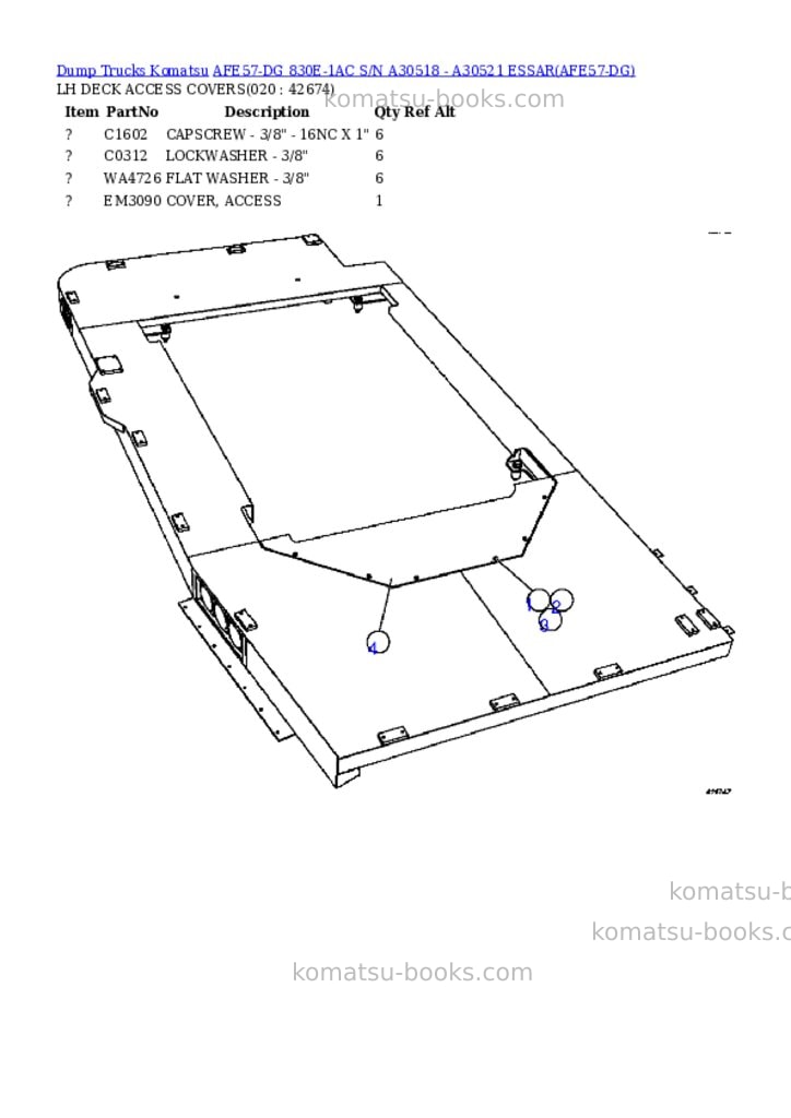 Komatsu afe57-dg 830e-1ac s/n a30518 - a30521 essar Parts catalog cover Page 10
