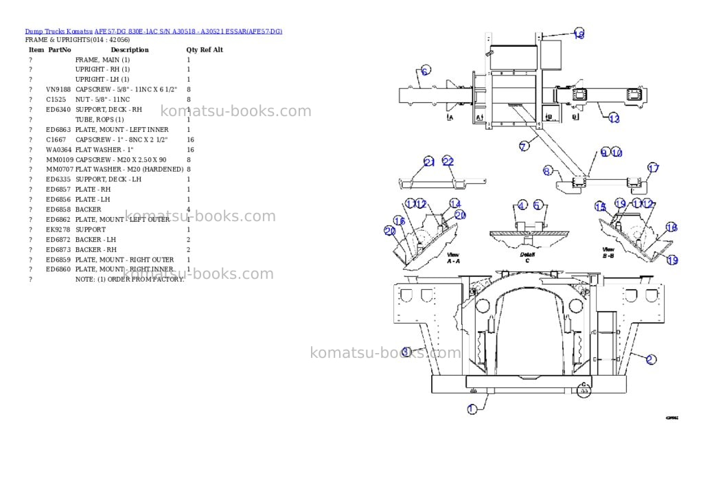 Komatsu afe57-dg 830e-1ac s/n a30518 - a30521 essar Parts catalog cover Page 7