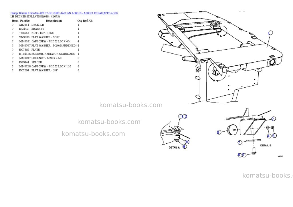 Komatsu afe57-dg 830e-1ac s/n a30518 - a30521 essar Parts catalog cover Page 9