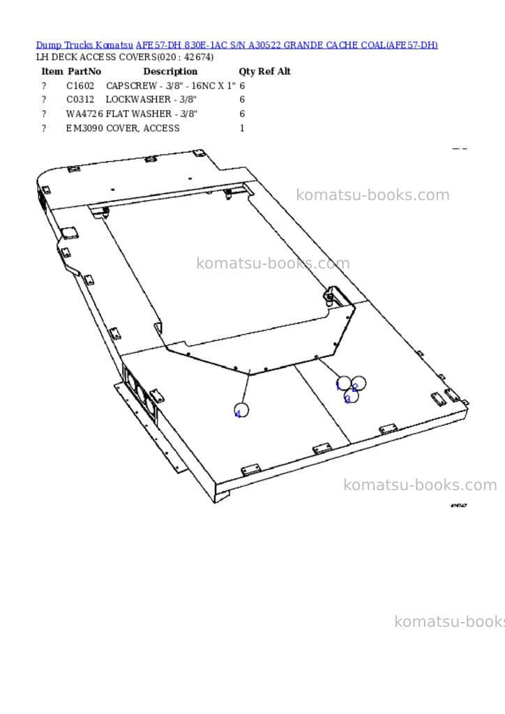Komatsu afe57-dh 830e-1ac s/n a30522 grande cache coal Parts catalog cover Page 10