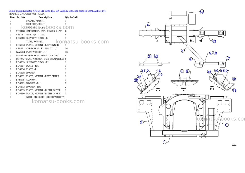 Komatsu afe57-dh 830e-1ac s/n a30522 grande cache coal Parts catalog cover Page 7