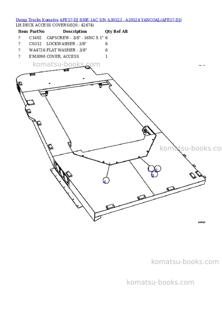 Komatsu afe57-dj 830e-1ac s/n a30523 - a30524 yancoal Parts catalog cover Page 10