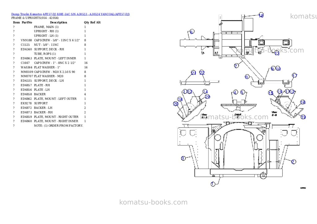 Komatsu afe57-dj 830e-1ac s/n a30523 - a30524 yancoal Parts catalog cover Page 7