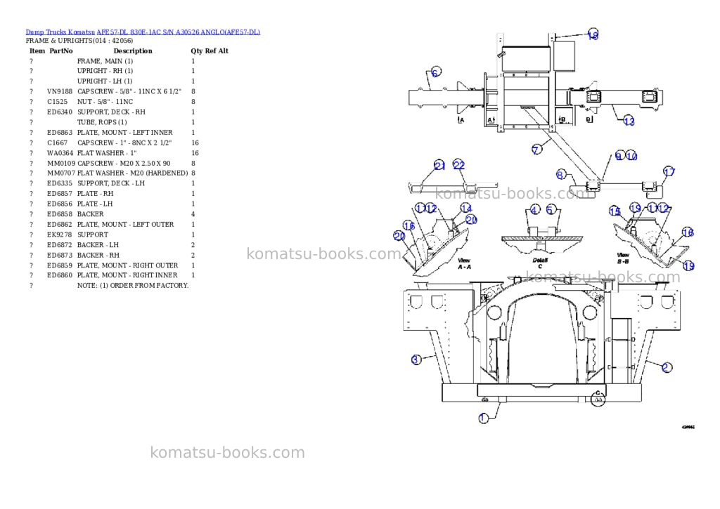 Komatsu afe57-dl 830e-1ac s/n a30526 anglo Parts catalog cover Page 7