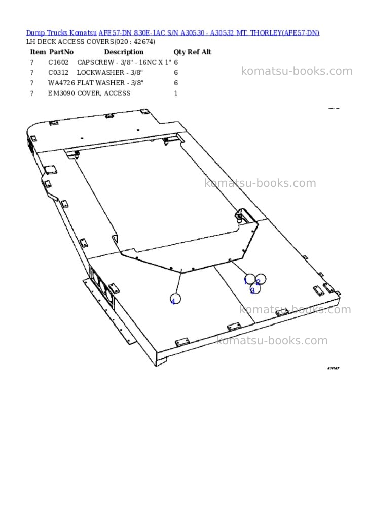 Komatsu afe57-dn 830e-1ac s/n a30530 - a30532 mt. thorley Parts catalog cover Page 10