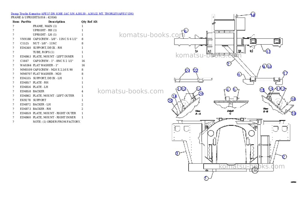 Komatsu afe57-dn 830e-1ac s/n a30530 - a30532 mt. thorley Parts catalog cover Page 7