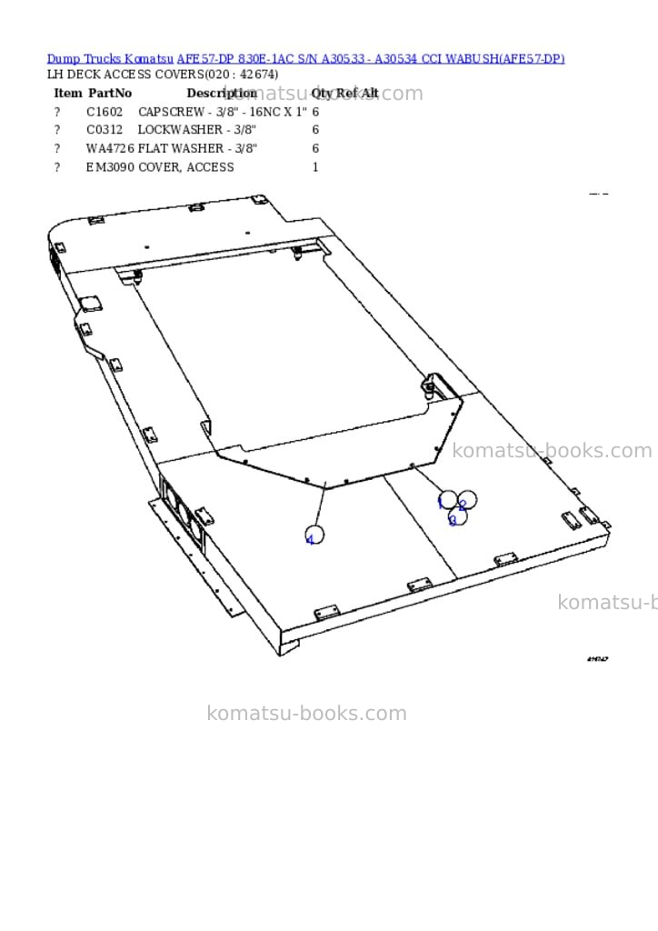 Komatsu afe57-dp 830e-1ac s/n a30533 - a30534 cci wabush Parts catalog cover Page 10