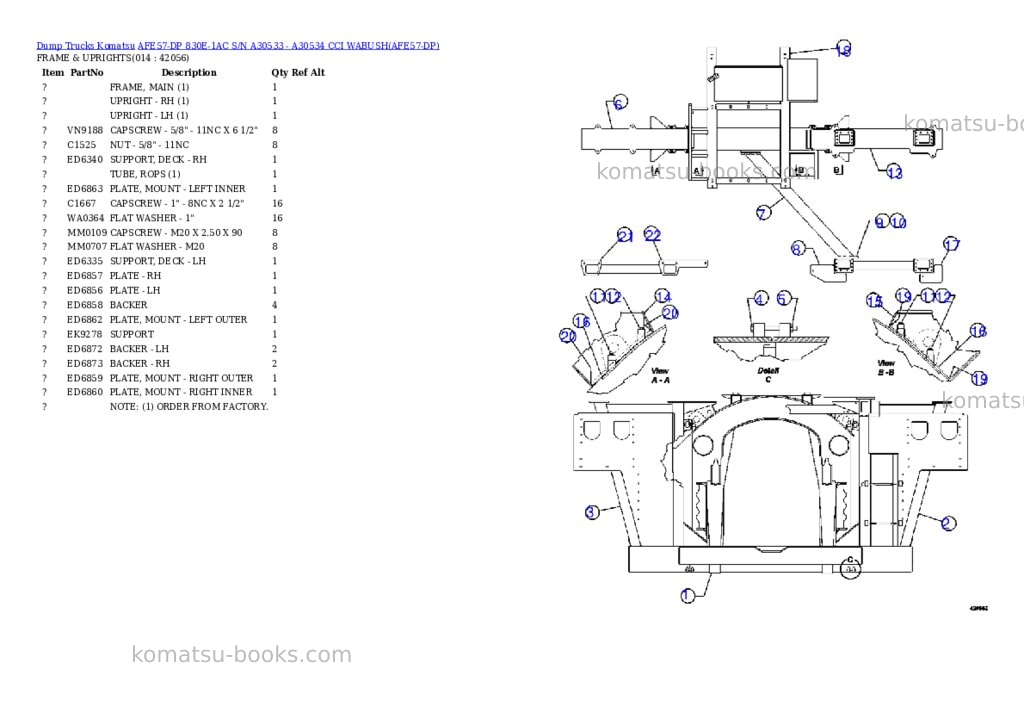 Komatsu afe57-dp 830e-1ac s/n a30533 - a30534 cci wabush Parts catalog cover Page 7
