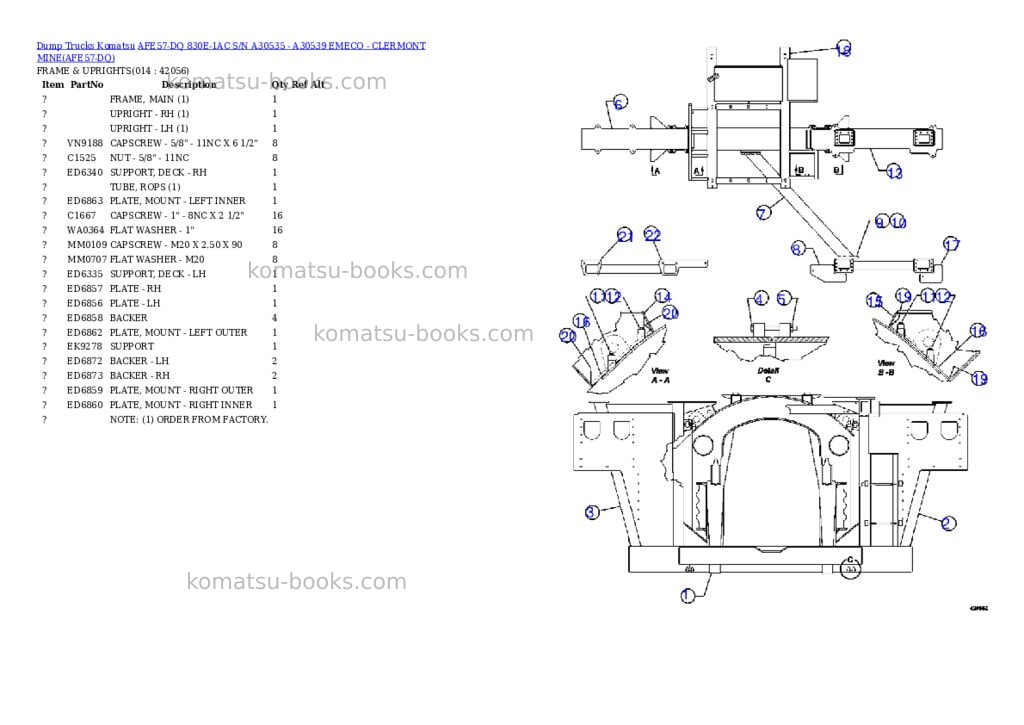 Komatsu afe57-dq 830e-1ac s/n a30535 - a30539 emeco - clermont mine Parts catalog cover Page 7 Komatsu afe57-dq 830e-1ac s/n a30535 - a30539 emeco - clermont mine Parts catalog cover Page 7