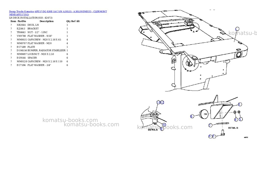 Komatsu afe57-dq 830e-1ac s/n a30535 - a30539 emeco - clermont mine Parts catalog cover Page 9 Komatsu afe57-dq 830e-1ac s/n a30535 - a30539 emeco - clermont mine Parts catalog cover Page 9