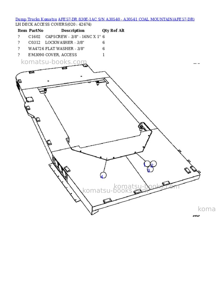 Komatsu afe57-dr 830e-1ac s/n a30540 - a30541 coal mountain Parts catalog cover Page 10