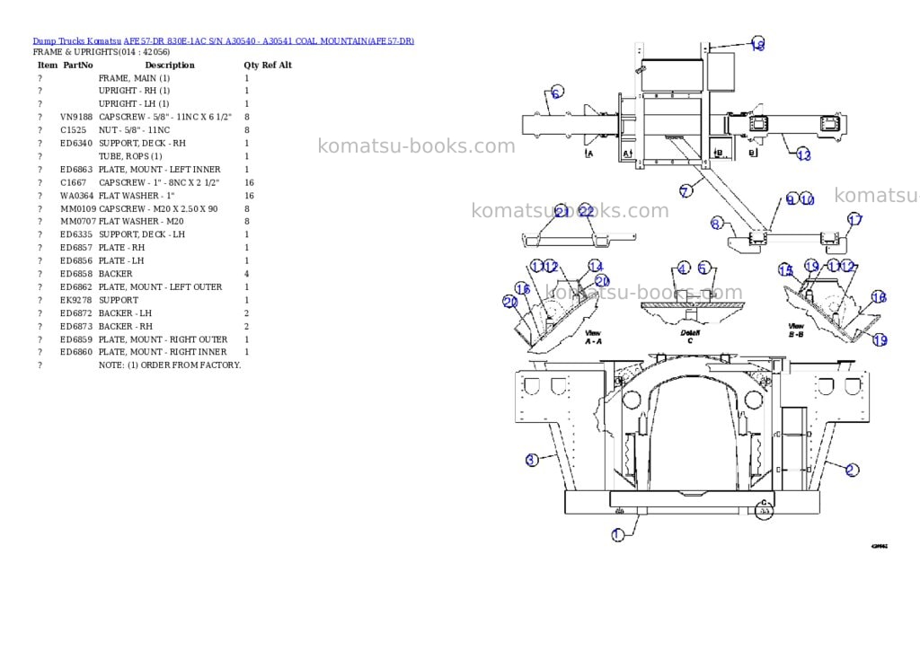 Komatsu afe57-dr 830e-1ac s/n a30540 - a30541 coal mountain Parts catalog cover Page 7