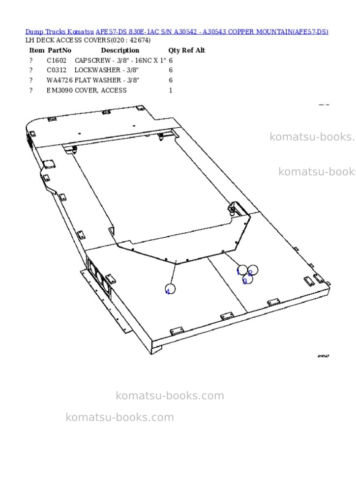 Komatsu afe57-ds 830e-1ac s/n a30542 - a30543 copper mountain Parts catalog cover Page 10
