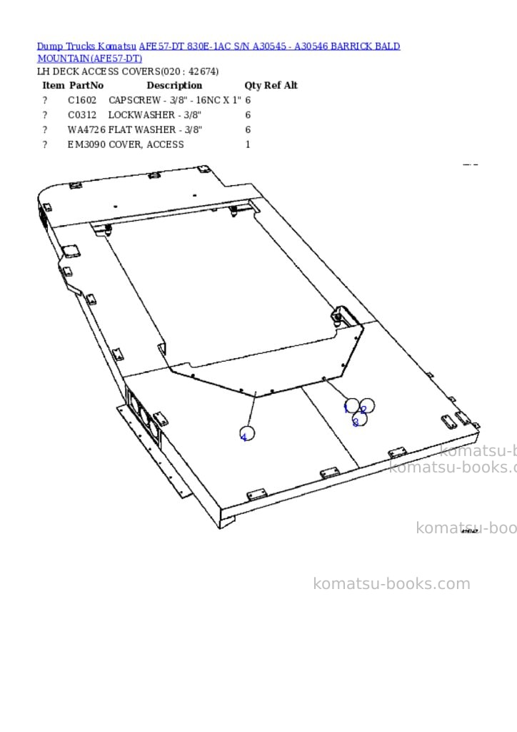 Komatsu afe57-dt 830e-1ac s/n a30545 - a30546 barrick bald mountain Parts catalog cover Page 10