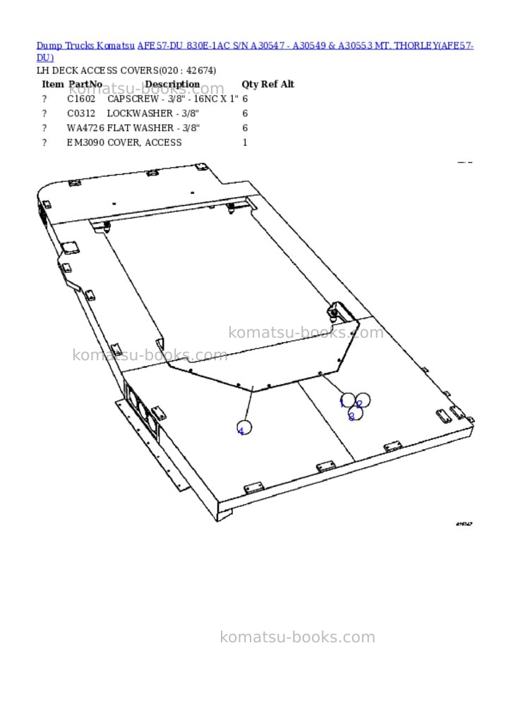 Komatsu afe57-du 830e-1ac s/n a30547 - a30549 & a30553 mt. thorley Parts catalog cover Page 10 Komatsu afe57-du 830e-1ac s/n a30547 - a30549 & a30553 mt. thorley Parts catalog cover Page 10