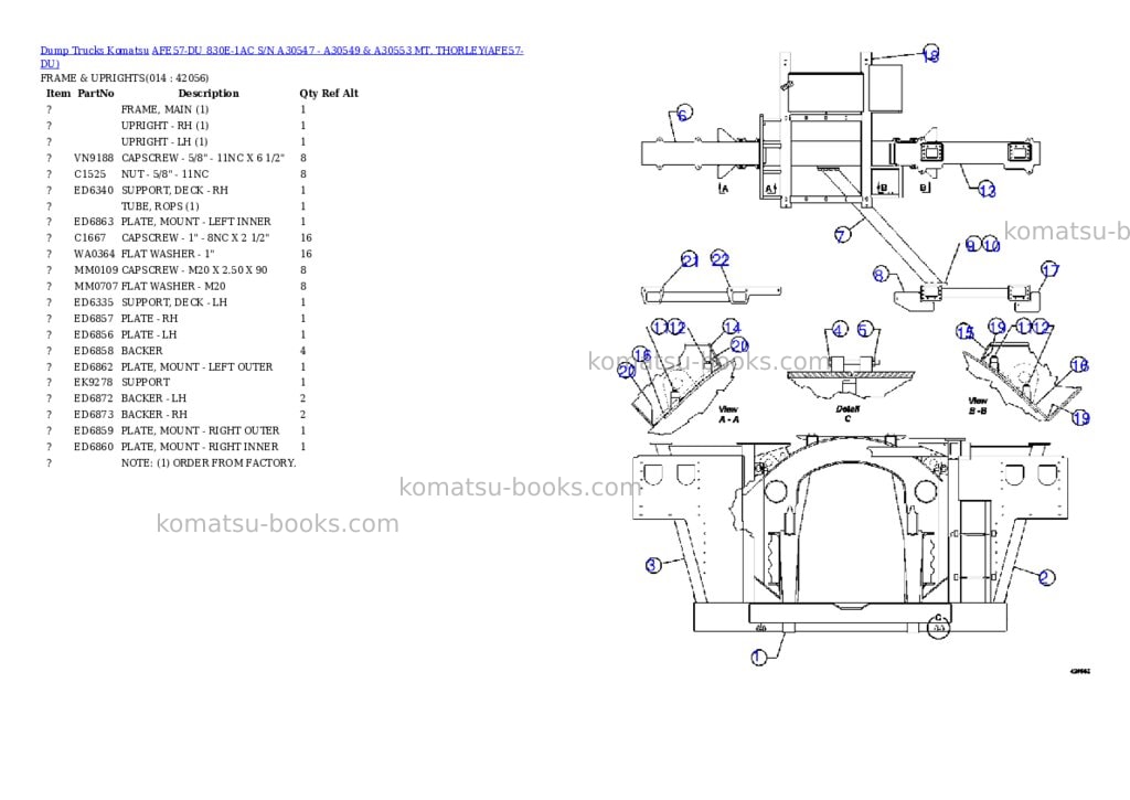 Komatsu afe57-du 830e-1ac s/n a30547 - a30549 & a30553 mt. thorley Parts catalog cover Page 7 Komatsu afe57-du 830e-1ac s/n a30547 - a30549 & a30553 mt. thorley Parts catalog cover Page 7