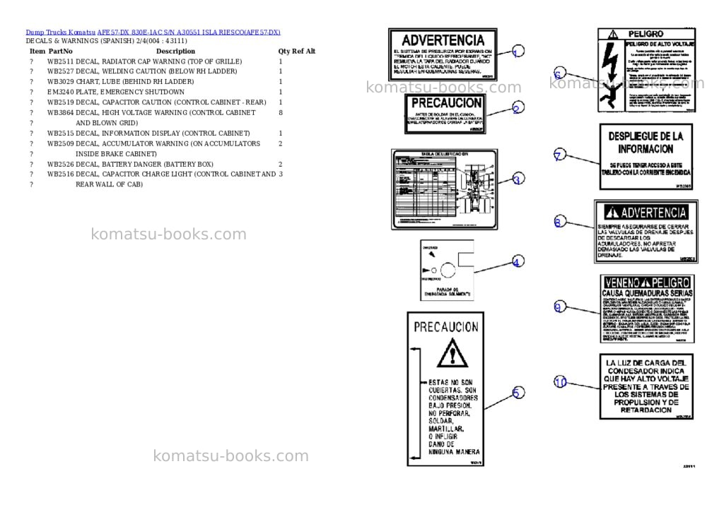 Komatsu afe57-dx 830e-1ac s/n a30551 isla riesco Parts catalog cover Page 2