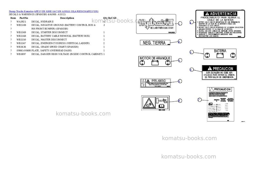 Komatsu afe57-dx 830e-1ac s/n a30551 isla riesco Parts catalog cover Page 4