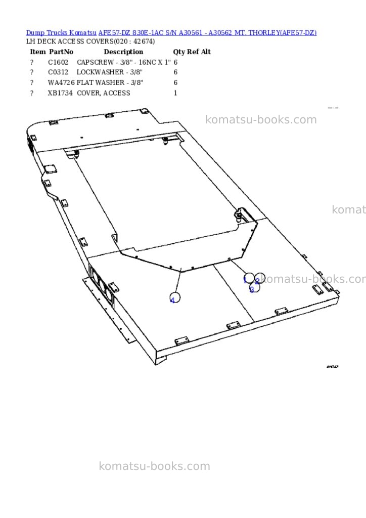 Komatsu afe57-dz 830e-1ac s/n a30561 - a30562 mt. thorley Parts catalog cover Page 10