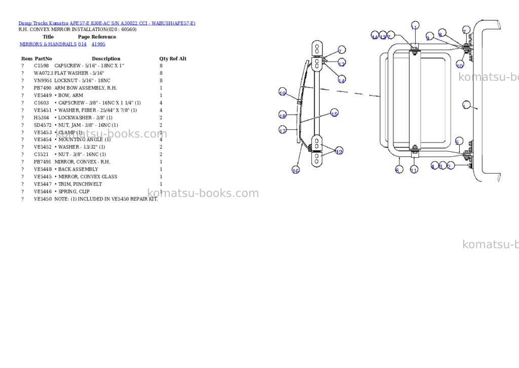 Komatsu afe57-e 830e-ac s/n a30022 cci - wabush Parts catalog cover Page 10 Komatsu afe57-e 830e-ac s/n a30022 cci - wabush Parts catalog cover Page 10