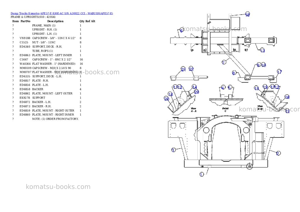 Komatsu afe57-e 830e-ac s/n a30022 cci - wabush Parts catalog cover Page 5 Komatsu afe57-e 830e-ac s/n a30022 cci - wabush Parts catalog cover Page 5