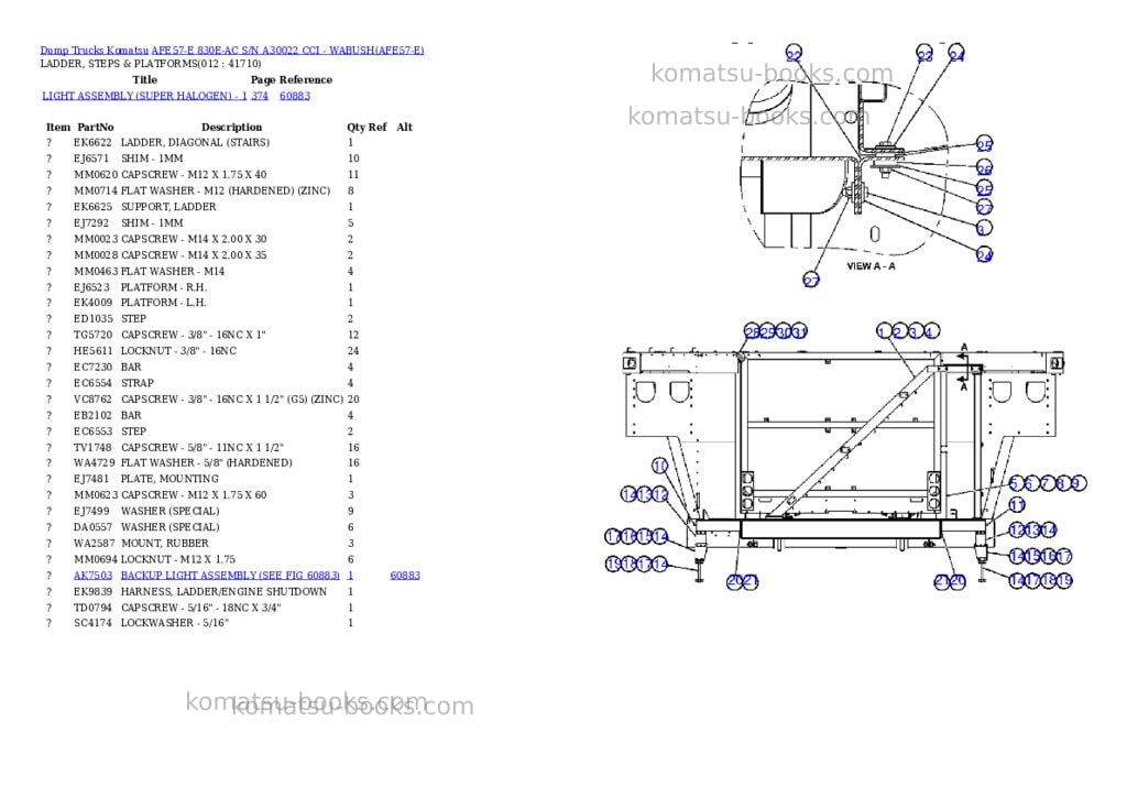Komatsu afe57-e 830e-ac s/n a30022 cci - wabush Parts catalog cover Page 6 Komatsu afe57-e 830e-ac s/n a30022 cci - wabush Parts catalog cover Page 6