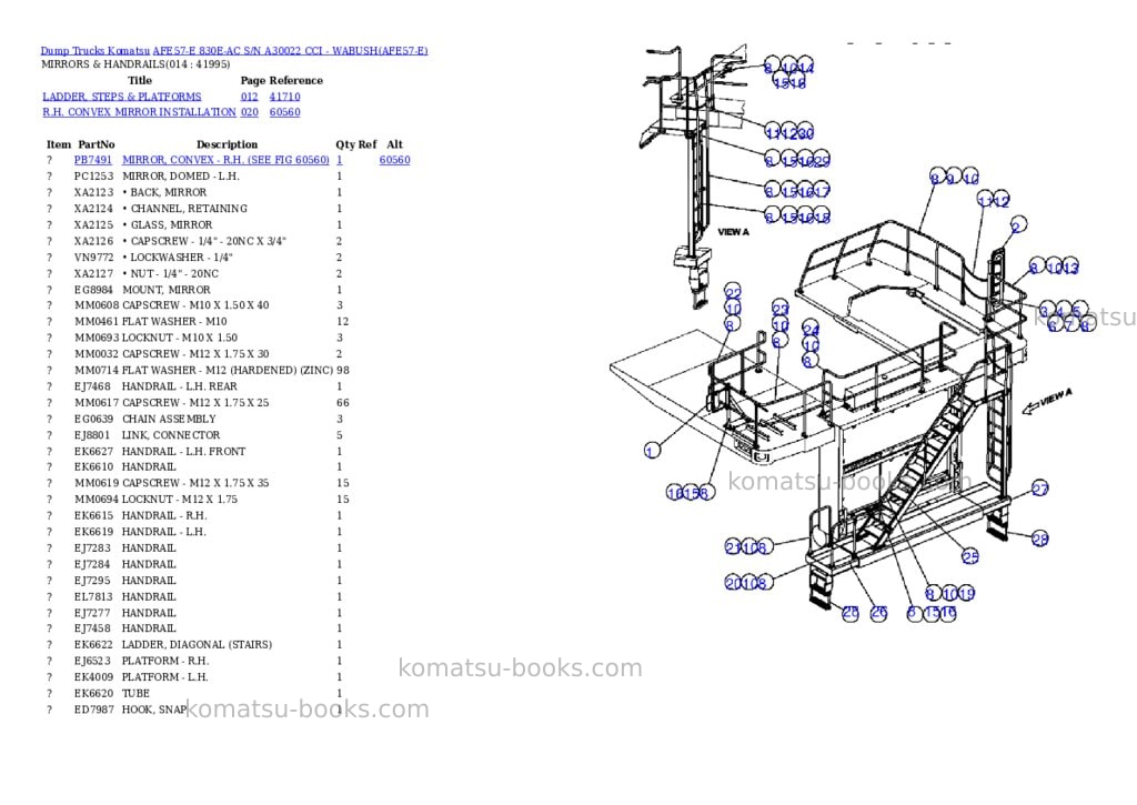 Komatsu afe57-e 830e-ac s/n a30022 cci - wabush Parts catalog cover Page 7 Komatsu afe57-e 830e-ac s/n a30022 cci - wabush Parts catalog cover Page 7