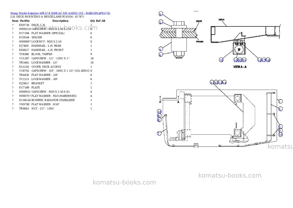 Komatsu afe57-e 830e-ac s/n a30022 cci - wabush Parts catalog cover Page 8 Komatsu afe57-e 830e-ac s/n a30022 cci - wabush Parts catalog cover Page 8